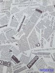  Vízhatlan mintás ív 70x100cm - Újságpapír mintás - Fehér SK