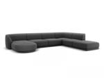 Micadoni Coltar modular Miley in forma de U cu tapiterie din catifea si colt pe partea dreapta, gri (ColtarMiley4set9)