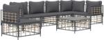 vidaXL Set mobilier de grădină cu perne, 7 piese, antracit, poliratan (3186767)