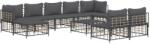 vidaXL Set mobilier de grădină cu perne, 10 piese, antracit, poliratan (3186805)