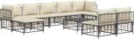 vidaXL Set mobilier de grădină cu perne, 10 piese, antracit, poliratan (3186804)