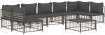 vidaXL Set mobilier de grădină cu perne, 8 piese, antracit, poliratan (3186795)