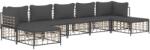 vidaXL Set mobilier de grădină cu perne, 7 piese, antracit, poliratan (3186783)