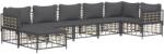 vidaXL Set mobilier de grădină cu perne, 7 piese, antracit, poliratan (3186775)