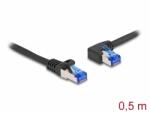 Delock Cablu de retea RJ45 Cat. 6A SFTP LSOH drept/unghi 90 grade stanga 0.5m Negru, Delock 80217 (80217)