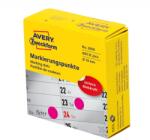 Avery Etikett címke, o10mm, tekercses jelölőpont adagoló dobozban 800 címke/doboz, Avery rózsaszín (3850)
