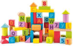 Woodyland Cuburi din lemn cu litere si numere culori pastelate (60 piese in galeata) (91842)