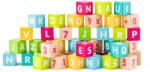 Woodyland Cuburi din lemn colorate cu litere si cifre (40 piese) (90644)