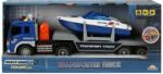 Sunman Camion de tractat cu lumini si sunete, Barca, Maxx Wheels, 1: 16, Albastru