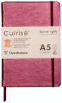 Clairefontaine Notebook cu copertă tare din piele Cuirise, A5, Clairefontaine Cherry (CAI201)