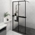 vidaXL Paravan duș walk-in cu raft negru 118x195cm sticlă ESG/aluminiu (3185487)