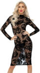 Noir Handmade Dress Floral Velvet with Delicate Transparency 2718294 Black XL