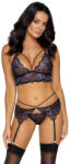 Cottelli Collection Suspender Set Floral Lace 2214423 Black-Purple S