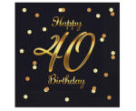  Happy Birthday 40 BandC Gold szalvéta 20 db-os 33x33 cm (MLG165234)