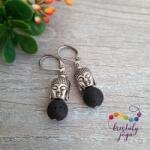 Kristály Jóga Shop Lávakő 8 mm-es nemesacél ásvány fülbevaló Buddhával