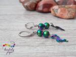 Kristály Jóga Shop Hematit 6 mm-es ásvány fülbevaló (titán) flamingóval