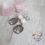 Kristály Jóga Shop Rózsakvarc 10 mm-es matt ásvány fülbevaló, életfával