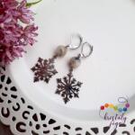 Kristály Jóga Shop Dendrites opál (merlinit) 8 mm-es ásvány fülbevaló, hópehellyel