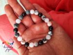 Kristály Jóga Shop Matt rózsaszín zebra jáspis, rózsakvarc, gránát 8 mm-es ásvány karkötő