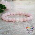 Kristály Jóga Shop Matt rózsakvarc, repesztett hegyikristály 8 mm-es ásvány karkötő