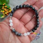 Kristály Jóga Shop Larvikit, hegyikristály 6 mm-es ásvány karkötő