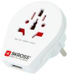 SKROSS WORLD TO EU csatlakozó átalakító, beépített USB töltővel (SKR WORLDTOEUUSB)