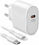 SBS - 20W Töltőadapter USB-C PowerDelivery + Kábel Lightning (1m), fehér