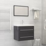 vidaXL Set mobilier de baie, 2 piese, gri extralucios, lemn compozit (804835)
