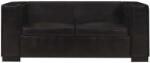 vidaXL Canapea cu 2 locuri, negru, piele naturală (325119) Canapea