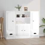 vidaXL Dulapuri înalte, 3 buc. , alb extralucios, lemn prelucrat (3185313) Comoda