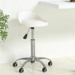 vidaXL Scaun de bucătărie pivotant, alb, piele ecologică (333609)