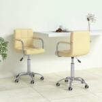 vidaXL Scaune de bucătărie pivotante, 2 buc. , crem, piele artificială (334701)