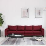 vidaXL Canapea cu 4 locuri, roșu vin, material textil (287098) Canapea