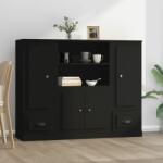 vidaXL Dulapuri înalte, 3 piese, negru, lemn prelucrat (3185312) Comoda