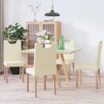 vidaXL Scaune de bucătărie, 4 buc. , crem, piele ecologică (336762)