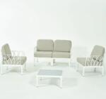 Novussi Greenland kerti bútor szett 2+1+1 dohányzóasztallal Fehér/Bézs
