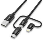 Choetech 3in1 MFI cable USB - USB Type C / micro USB / Lightning (charging 3A / data transmission 480 Mbps) 1.2m black (IP0030-BK)