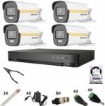 Hikvision Sistem de supraveghere Hikvision 4k cu 4 camere, ColorVu 8 Megapixeli, Lumina Color 40m noaptea, DVR 4 canale 8 Megapixeli, Hard, Accesorii (37551-)