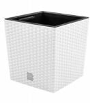 Prosperplast Ghiveci decorativ de flori, Prosperplast, Rato, imitatie ratan, patrat, alb, 40x40x40.8 cm (DRTS400L-S449)