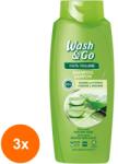 Wash&Go Set 3 x Sampon Wash&Go cu Extract de Aloe Vera, 675 ml