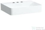 Laufen Val SaphirKeramik 55x42 cm-es túlfolyó nélküli csiszolt aljú mosdó 3 csaplyukkal, LCC bevonattal, fehér H8162824001581 (H8162824001581)