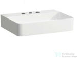 Laufen Val SaphirKeramik 55x42 cm-es mosdó 3 csaplyukkal, túlfolyó nélkül, LCC Active bevonattal, fehér H810282A001581 (H810282A001581)