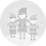  PontPöttyöző - Karácsonyi manók Méret: 50x50cm, Keretezés: Kerek keret, Szín: Zöld