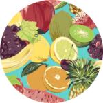  Festés számok szerint - Gyümölcskavalkád Méret: 50x50cm, Keretezés: Kerek keret
