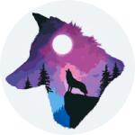  Festés számok szerint - Vonyító farkas Méret: 50x50cm, Keretezés: Kerek keret