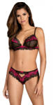 Obsessive Tulia - csipkés fehérnemű szett (fekete-pink) (22137701131) - szexshop