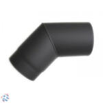 Acél 45 fokos füstcső, átmérő 130mm, vegyestüzelésű kazánhoz, vastagfalú (2mm), fekete