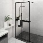 vidaXL Paravan duș walk-in cu raft negru 100x195cm sticlă ESG/aluminiu (3185468)