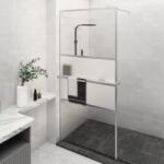 vidaXL Paravan duș walk-in cu raft crom 80x195 cm sticlă ESG/aluminiu (3185492)