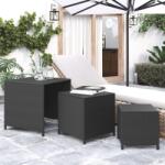 vidaXL Mese suprapuse, 3 buc, negru, poliratan (319412)